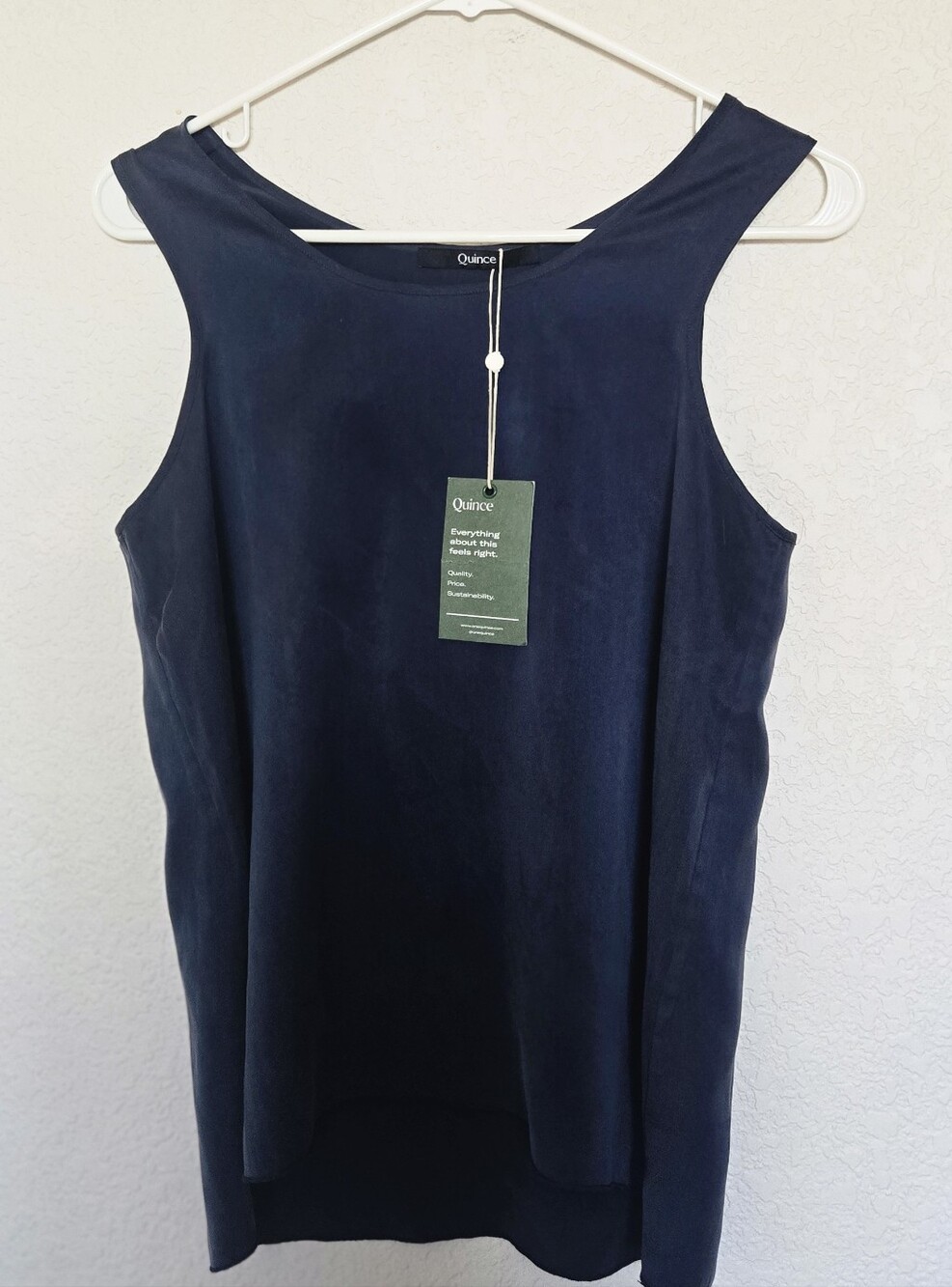 Quince Navy Sleeveless 100% Silk Tank Top XS